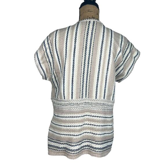 Chicos Tie Front /short Sleeve Cardigan Size 2 - Picture 2 of 5